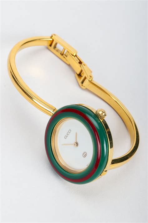 gucci vintage bangle watch|Gucci vintage watch changeable bezel.